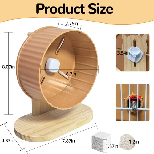 6.7in Silent Hamster Exercise Wheel Hamster Toy Cage Accessories with Adjustable Stand for Juvenile Gerbils Dwarf Hamsters (Orange) - color: Orange
