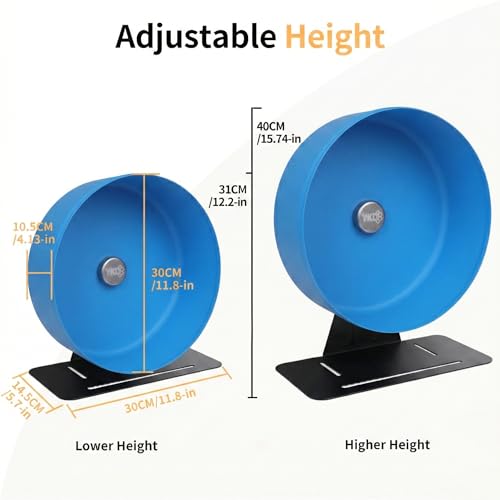 11.8" Aluminum Alloy Silent Hamster Exercise Wheel | Noiseless Running Wheel for Syrian Hamsters, Fancy Rat, Hedgehogs and Small Pets (Base-Black) - color: Blue