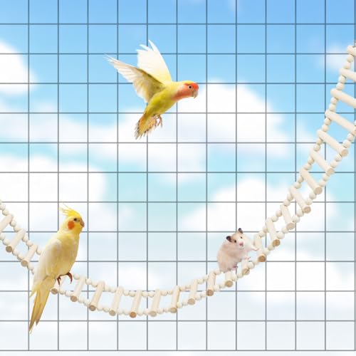 Rat Ladder Bridge Toy, Rat Climbing Toys, Natural Wooden Hamster Ladder Bridge Toy, Cage Accessories for Bird Parrot Cockatiel Sugar Gliders - 36 Steps - 50.78 x 3.14 Inch - size: 36 Steps - 51 × 3 Inch