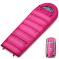 REDCAMP Kids Mummy Sleeping Bag for Camping, 3 Season Cold Weather Sleeping Bag Fit Boys,Girls & Teens, Blue/Rose Red - color: Hot Pink