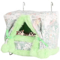 Rat Hammock for Cage Chew Proof Rat Toys Warm Bed, Small Animal Hanging Stainless Steel Basket Ferret Cage Accessories and Habitats Removable Nest Mat for Hamster, Sugar Glider, Hedgehog (Green) - color: Green