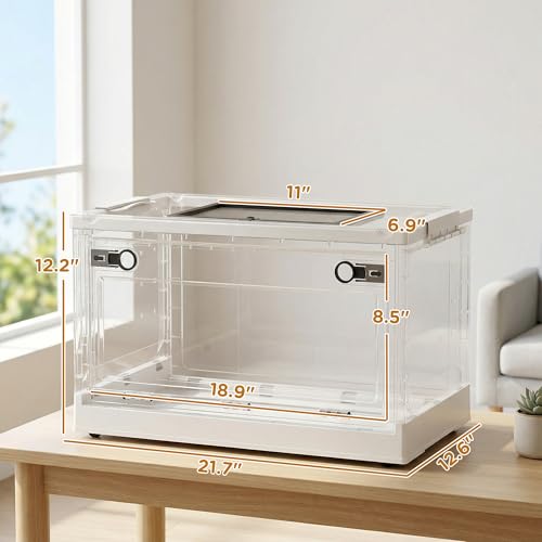 PawHut Hamster Cage Stackable for Dwarf Hamsters 22" x 13" x 12" White | Small Animal Cage, Front Door, Ventilated Gerbil Habitat, for Gerbils, Mice