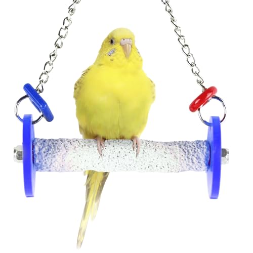 Sweet Feet and Beak Roll Bird Swing, X-Small, Outdoor Pedicure Perch, Blue | Ceiling Mount, 5" Outdoor Bird Perch with Break Plastic Ends and Rings, Feet and Muscle Stimulation, Available in 5 Sizes - color: Blue, size: 4.5" Xsmall