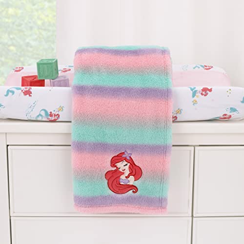 NoJo Disney Ariel Watercolor Wishes Pink, Lavender, Aqua, and Orange, One of a Kind Ombre Sherpa Super Soft Baby Blanket - color: Ariel Watercolor
