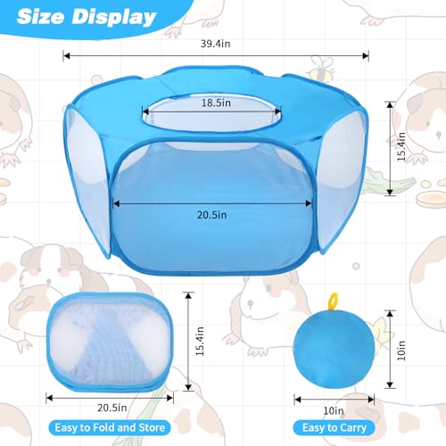 Rypet Guinea Pig Playpen Pop-Up, Outdoor Yard Fence for Small Pets,TentBlue | Breathable 360° Mesh View, Pops Open Fast, 47 x 15 in Play Space, Folds Flat for Travel, Rabbits Hamsters Hedgehogs - color: Blue, style: Enclosed Playpen