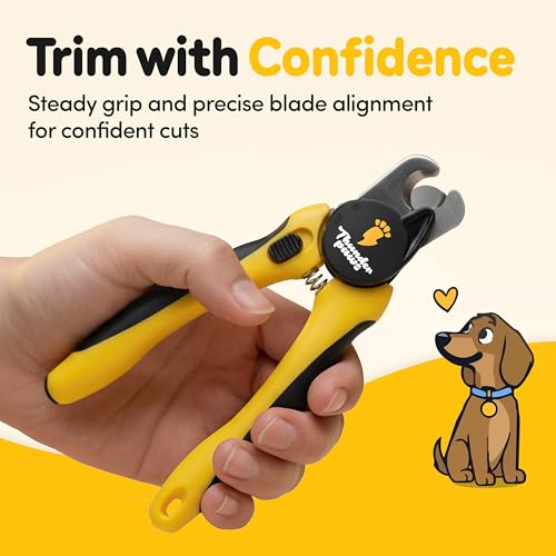 LED Dog Nail Clippers with Light Illumination, Trimmers with Protective Guard, Safety Lock and Nail File - Suitable for Large and Small Dogs & Cats (Yellow) - color: Yellow, size: Medium-Large (LED)