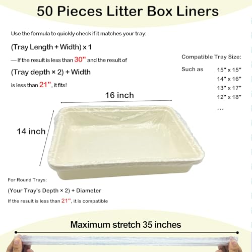 Disposable Small Animal Cage Liners, Rabbit Litter Box Lines Pet Tray Liner Bags Guinea Pig Cage Toilet Plastic Film for Bird Hamster Chinchilla Hedgehog (50 PCS, 30'')