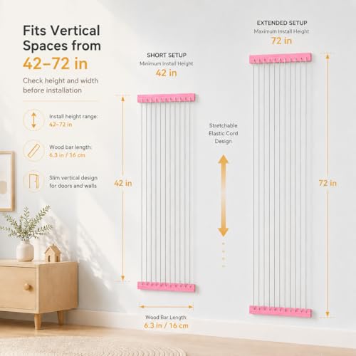 Stuffed Animal Storage Wooden Soft Toy Storage for Kids Room，Wall Mount Door Hanging Stuffed Animal Toy Organizer Shelf for Nursery Play Room Pink -Patent - color: Pink Board+white Rope