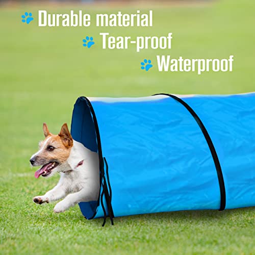 Dog Tunnel, Dog Agility Tunnel, Play, 18 Feet, Small, Medium, Large, Blue | Houseables Agility Equipment, Puppy Obstacle Course, Pet Playground, Crawling, Indoor/Outdoor, Pop Up Set, Exercise Tube, Toy - color: Blue