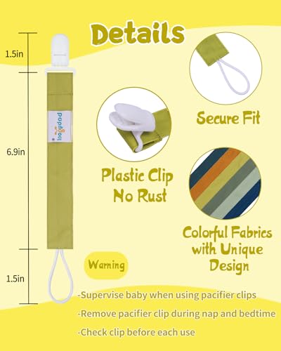 babygoal Neutral Pacifier Clips, 6 Pack Binky Paci Holder Leashes Fits for Most Baby Pacifiers and Binkies - color: blue series