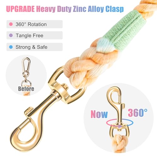 5 FT Handmade Rope Dog Leash for Small Medium and Large Dogs | Soft and Comfortable Grip, New Golden Heavy Duty Metal Clasp, Colorful Macaron - color: Colorful Macaron, size: 5FT x 1/2in (Pack of 1)