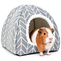 Guinea Pig Hideout Bed, Dwarf Rabbit House Cave | Cozy Hide-Out Cage Accessories for Little Bunny, Hedgehog, Ferret, Chinchilla & Other Small Animals, Grey - color: Grey