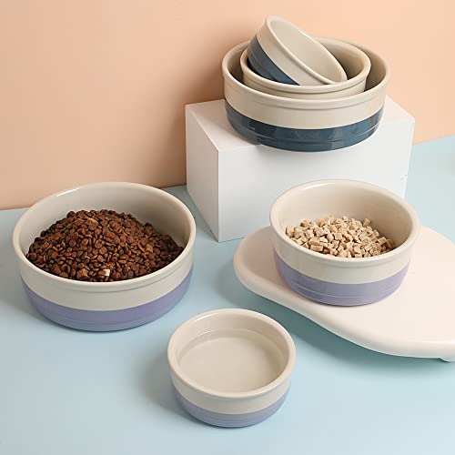 Sweejar Ceramic Dog Bowls, Dog Food Dish for Small Dogs and Cat, Heavy Duty Porcelain Pet Bowl for Canned Food and Water 17 Fl Oz （Purple） - color: Purple, style: Two-tone,5.5"x 2.2"(16 Fl Oz)