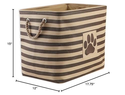 Bone Dry Pet Storage Collection Striped Paw Patch Bin, Large Rectangle, Brown - color: Brown, size: Large Rectangle