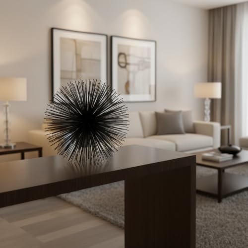 Modern Day Accents 5351 Erizo Spiked Medium Black Sphere, 8" D - color: Black, size: Medium