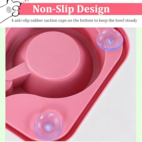 J&L VVMEET Non-Slip Dog Cat Food and Water Bowls Set with Water Dispenser | Dog Bowls Detachable Stainless Steel Bowl Gravity Pet Feeder and Waterer Set Automatic Water Refill for Cat Dog Puppy Rabbit - color: Pink, size: Water Capacity: 1000ML
