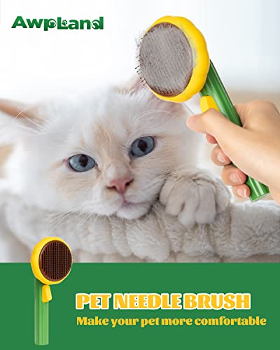 Cat Slicker Brush, Self Cleaning Brush for Short or Long Haired Cats and Dogs, Pet Shedding and Grooming Tool for Remove Loose Hair, Fur, Undercoat, Mats, Tangled Hair, knots - color: Sunflower