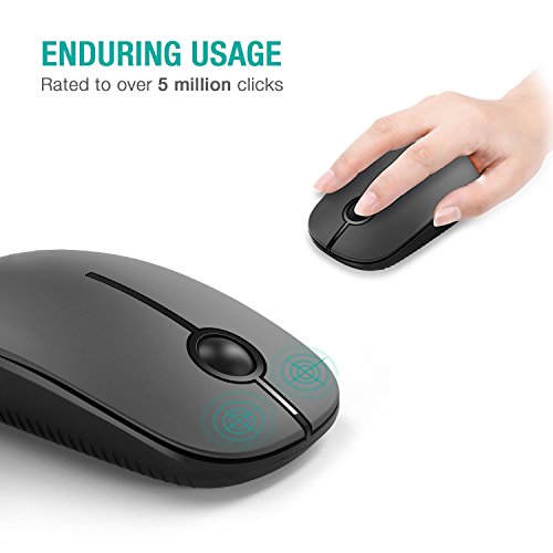 VssoPlor Wireless Mouse, 2.4G Slim Computer Laptop Mouse, Black and Gray | Portable Mouse, Plug & Play USB Nano Receiver, Quiet Silent Optical Mice for Notebook, PC, Laptop, Computer, Windows, Mac - color: Black and Gray