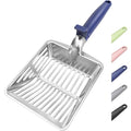 Metal Cat Litter Scoop, Large Cat Scooper with Deep Shovel & Dual Sifting Holes for Fast & Precise Sifting, Space Aluminum Kitty Litter Scooper with Long Handle & Easy-to-Hang Hook - Blue - color: Blue