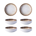 Colias Wing 3.5 Inch Japanese Style Classic Porcelain Side Dish Bowl Seasoning Dishes Soy Dipping Sauce Dishes-Set of 6-Beige&White - color: Mocca