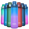 Opard Zip 20oz Plastic Water Bottle Dishwasher Safe, Leakproof Flip-Top Lid, BPA Free Tritan, Wide Mouth Reusable Kids Water Bottle for School Hiking Commuting Outdoor Travel and Gym - color: Aurora Blue Purple, style: 20 oz - Fast Flow