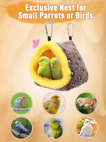 MEWTOGO Small Winter Warm Bird Nest House with Support Board for Cage | Comfortable Bird Bed with Mat, Hanging Hammock Hut Gift, for Budgerigar Canaries Lovebirds, 6.5"D x 6.5"W x 7"H - size: Small