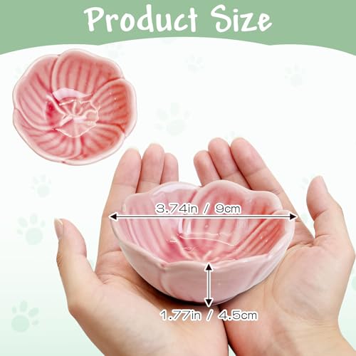 BNOSDM 2 Pcs Hamster Ceramic Food Bowl Flower Series Gerbil Drinking Bowls Anti-Turning Food & Water Dish for Dwarf Syrian Hamsters Gerbil (Pink, Rose Pattern, 3.74“ x3.74“ x1.77“) - color: Pink