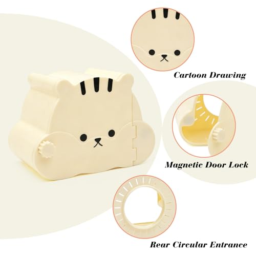Magnetic Hamster Hideout with Clear Viewing Lid, Mount Hamster House for Syrian Hamsters, Dwarf Hamsters, Gerbils,Mice, Small Animal Hideaway Hut for Acrylic & Wire Cages,Black Emoji4319-4 - color: Black Emoji