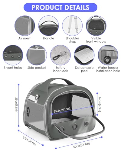 Bissap Guinea Pig Carrier Bag, Portable Small Animal Carrier Pouch for Hamster Chinchilla Rabbit Gerbil Hedgehog Sugar Glider Outgoing Travel Carrying Case - Grey - color: Gery