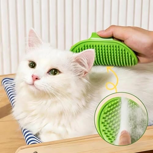 1 Pcs Green Pet Bath Brush, Soft Silicone Massage Grooming Comb, Adjustable Ring Handle Dog Cat Shampoo Scrubber, Washing Shedding Brush for Short Long Haired Pets