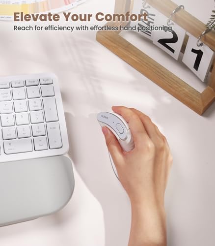 Nulea M510 Vertical Mouse Wireless, Ergonomic Mouse for Comfy Tracking, 3 Adjustable DPI (800-1200-1600), 2.4G Wireless Vertical Mouse with 6 Buttons, Compatible with Windows, Mac OS, Laptop, White - color: White