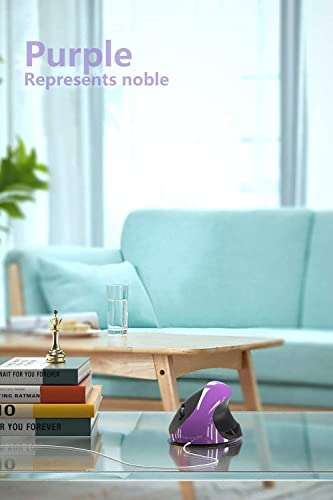 Ergonomic Vertical Mouse, Wireless 2.4G High Precision Rechargeable Ergonomic Mouse Optical Mice with Adjustable DPI 800/1200/1600, Reduce Wrist Strain, Specially for Small-handers Right-handers - color: Purple - Right hand- rechargeable