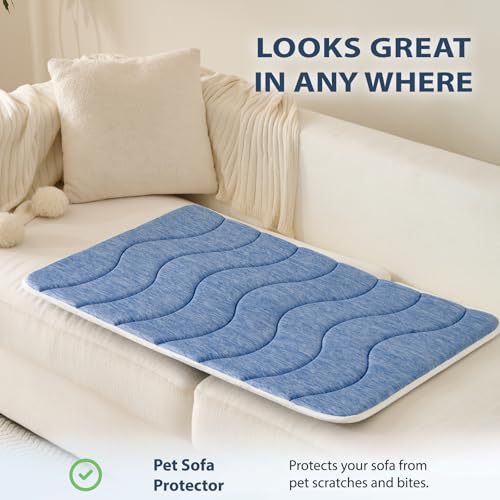MICROCOSMOS 0.8" Thick Cooling Dog Foam Pad & Summer Pet Sleeping Mat, Machine Washable, Materials Safe, Portable Flat Pet Bed for Dogs.(Navy Blue, 42" x 28") - color: Navy Blue, size: 42"L x 28"W x 0.8"Th