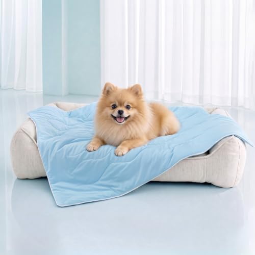 Luciphia Cooling Dog Blanket, Q-MAX>0.5 Pet Throw for Couch, Crate & Bed | Cools on contact—no power needed. Soft, breathable, gentle on sensitive skin; dog & cat cooling throw, Light Blue,25x35 - color: Light Blue, size: 25x35 inches