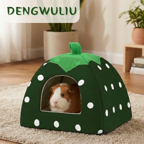 Guinea Pig Bed Rabbit Hideout Warm Fleece Cuddle Cup Washable Sleeping House for Small Animals Pet/Ferret/Chinchilla/Bunny (Drak Green) - color: Drak Green