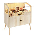 PROLEE Hamster Cage with Storage Cabinet,Large Hamster Encloure Chew Proof Wood,Clear View Hamster Habitat for Guinea Pig, Ferret, Rat, Hedgehog, 40" L x 20" W x 47" H (Oak) - color: Oak