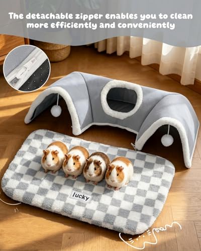 Extra Large Guinea Pig Hideout Tunnel, 22Lx16Wx5H Inches, Grey | Pet Tunnel for Dwarf Rabbits, Bunny, Chinchillas, Hamsters, Hedgehogs, Ferrets. Small Animal Tubes & Tunnels. Eay Assembly - color: Grey