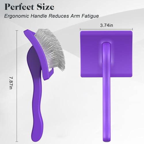 2PCS Slicker Brush for Dogs & Pet Comb,Professional Dog Grooming Brush (Goldendoodles,Poodles,Labradoodles) with Extra Long Pins to Effectively Remove Tangles, Knots and Mats (Purple, Large) - color: Purple, size: Large