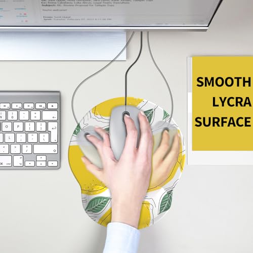 Mouse Pad with Wrist Rest, Comfortable Computer Mousepad with Gel Wrist Support Smooth Surface and Non-Slip PU Base for Pain Relief, Laptop, Office & Home (Lemon) - color: Lemon