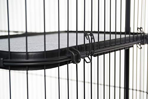 Prevue Pet Products Replacement Platform Shelf - Mounted Replacement Perch for Indoor Cat Cages, Machine Washable Felt Pad, Floating Cat Shelves for Climbing, Compatible with Prevue Cages - Black
