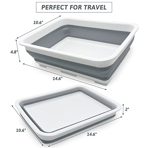 Fhiny Open Cat Litter Box, Kitten Potty Pan Semi-Enclosed Foldable Waterproof Travel Toilet for Indoor Cats Small Pet Kitty Rabbit Supplies Easy to Clean and Assemble 14.6"×10.6" - color: Grey-S