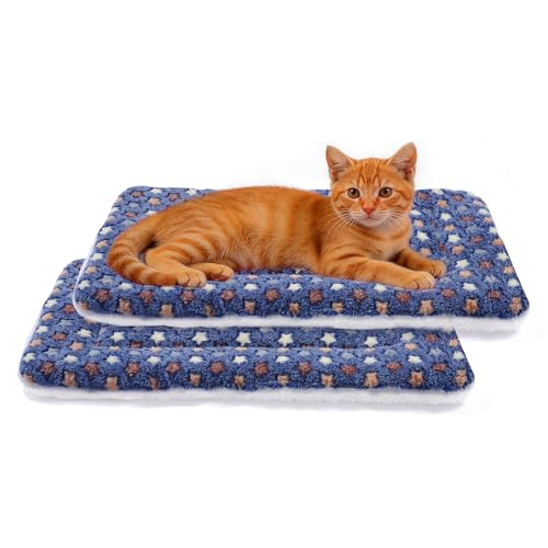 Mora Pets Cat Bed Dog Crate Pad Ultra Soft Pet Bed with Cute Star Print Washable Reversible for Small Dogs 14 x 17.5 inch 2 Pack Dark Blue - color: pack - Dark Blue/Dark Blue, size: 18-Inch