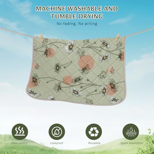 IEUUMLER Washable Pee Pads for Dogs, 2 Pack Non-Slip & Waterproof Pack Whelping Pad, Reusable Washable Puppy Potty Training Pad with Fast Absorbent for Playpen EU007 (Grass Green Daisy, 36"X48"-2pcs) - size: 36"X48"-2pcs