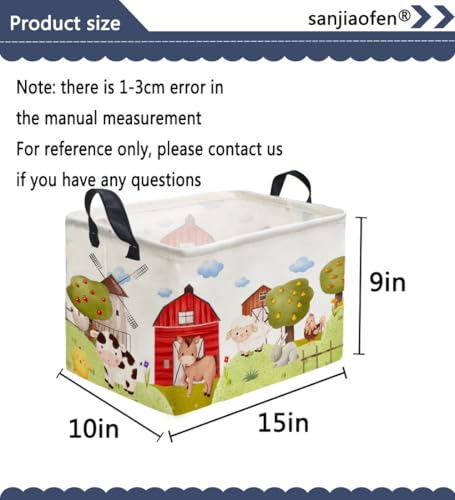 Rectangular Kids Baskets,Farm Baskets for Kids .Waterproof PE Coating Cute Basket with Handles.Boys Bins,Gifts Box,Books Basket. (Farm) - color: Farm