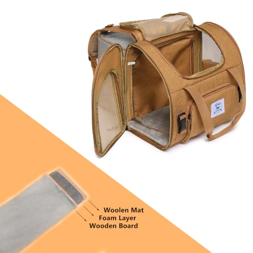 Pet Backpack Carrier for Small Dogs Medium,Large Cats, Puppies,Breathable and Collapsible Design, Portable Travel Bag for Bearded Dragon,Rabbit Cage (Brown +Two-Shoulder, Large) - color: Brown +Two-Shoulder, size: Large