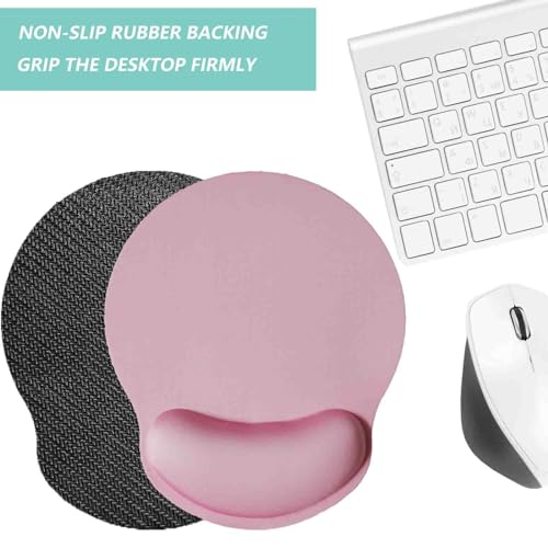Mouse Pad with Wrist Support, Ergonomic Mouse Pad with Memory Foam Wrist Rest Cushion, Non-Slip Rubber Base Gaming Mice Pad for Home Office Computer Laptop, Pink - color: Pink