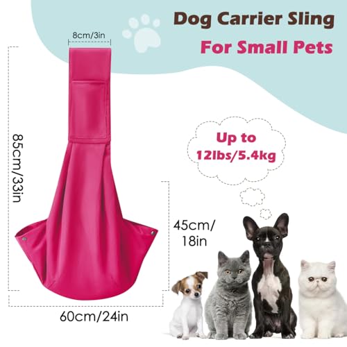 Pawaboo Small Dog Sling Carrier | Reversible Puppy Small Pet Carrier,Hands Free,Safety Buckle,Storage Pocket for Travel,Outdoor Activities Magenta - color: Magenta