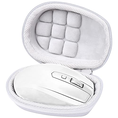 co2CREA Hard Case for Logitech MX Anywhere 3S/3/2S/2 Mouse, Pale Grey | Compact Performance Mouse Compatible, Protective EVA Carrying Storage Bag with Shockproof Foam Cushion and Carabiner - color: Pale Grey Case