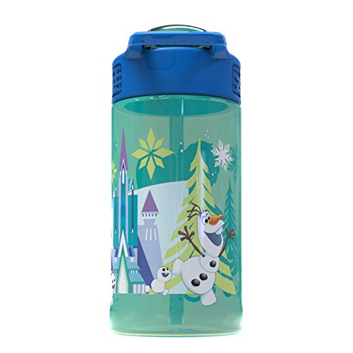 Zak Designs Disney Frozen 2 Kids Spout Cover and Built-in Carrying Loop Made of Plastic, Leak-Proof Water Bottle Design, 16oz, Elsa & Anna - color: Elsa & Anna, size: 16 Ounces
