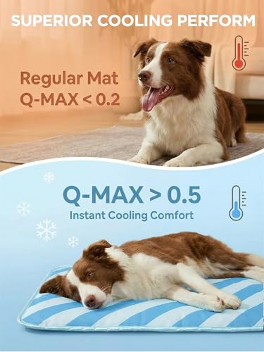 Cooling Mat for Dogs,Stylish Patterns,Self Cooling Indoor Outdoor | Instant Cooling,No Gel,100%Non-Toxic,Claw-Proof,Anti-Slip,Washable,for dog creat,dog bed,Blue M - color: Blue, size: 30"x20"(Medium)